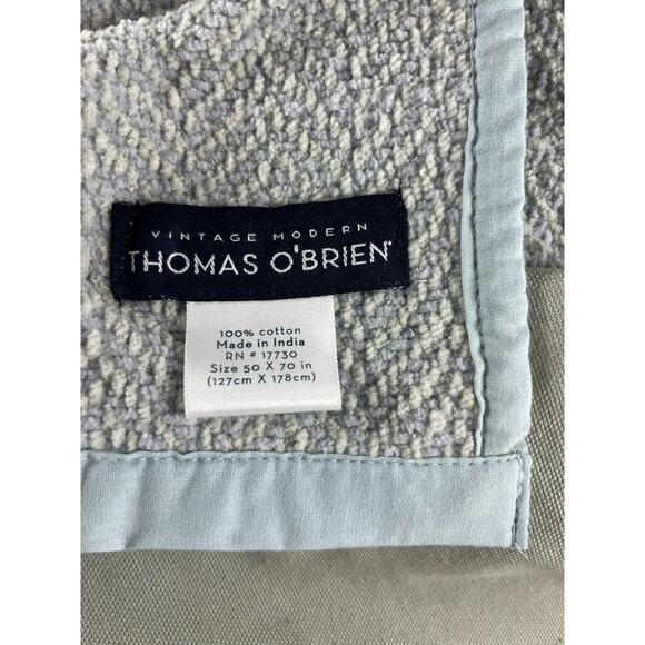Thomas O'Brien Vintage Modern Herringbone Throw Blanket 100% Cotton 50 X 70 - Picture 7 of 10